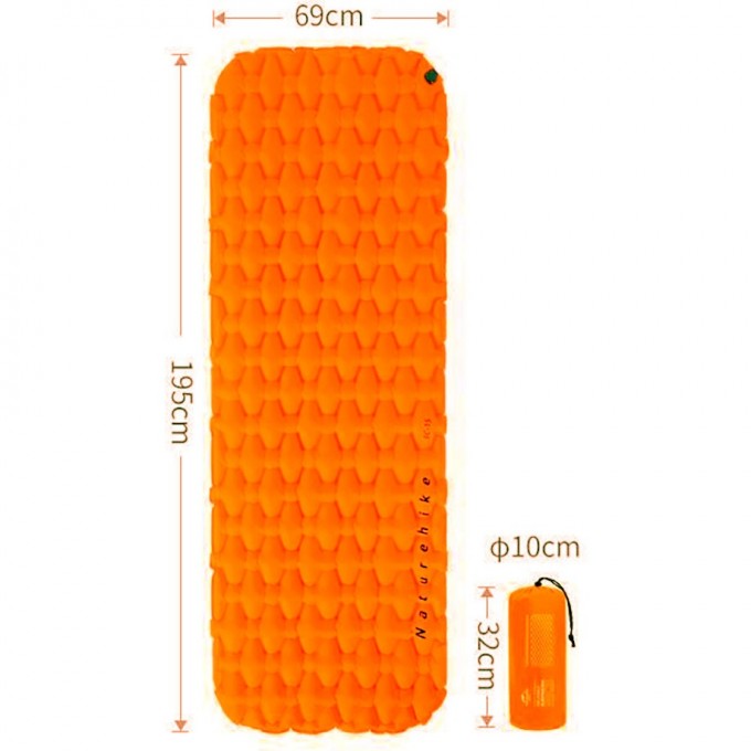 Коврик NATUREHIKE NH19Z032-P FC-10 спальный одноместный оранжевый 6976023922541