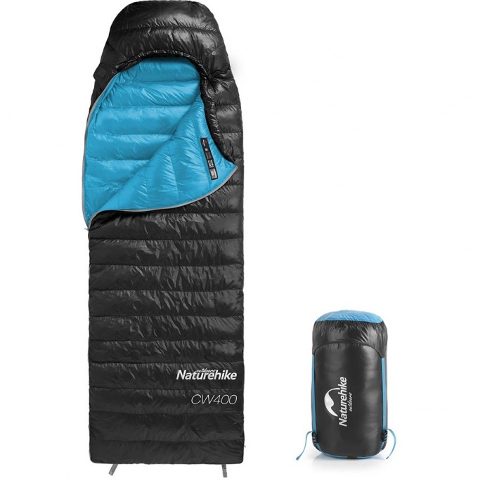 Мешок спальный NATUREHIKE CW400 NH18C400-D с утиным пухом размер L черный 6927595794548