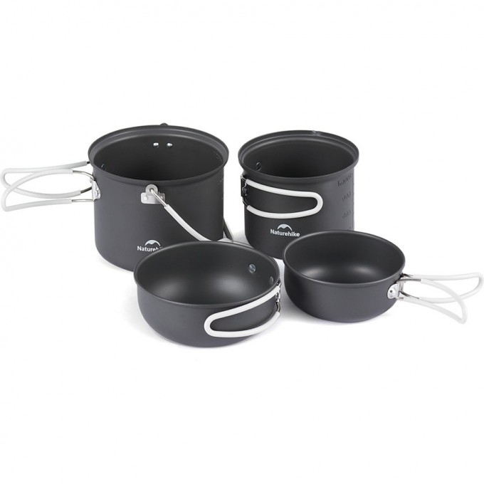 Набор посуды NATUREHIKE 4 в1 NH18T018-G, серый 6927595785515