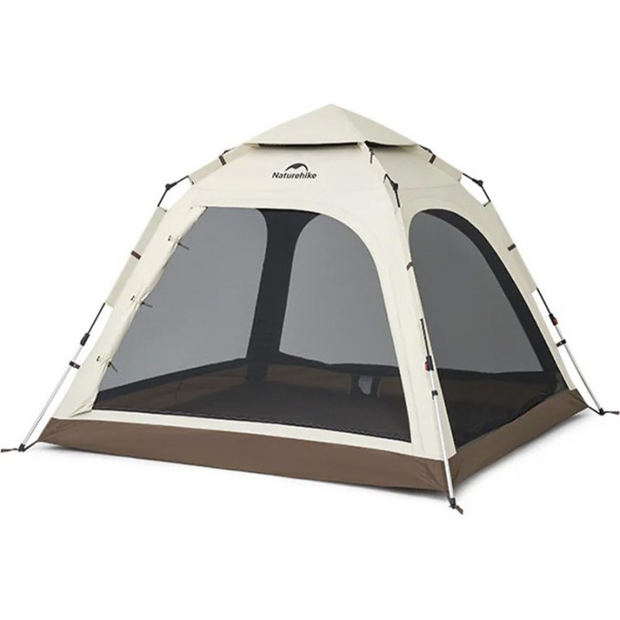 Палатка NATUREHIKE ANGO AUTOMATIC CNK2550WS010 малая, c навесом, бежевая с коричневым 6927595785560