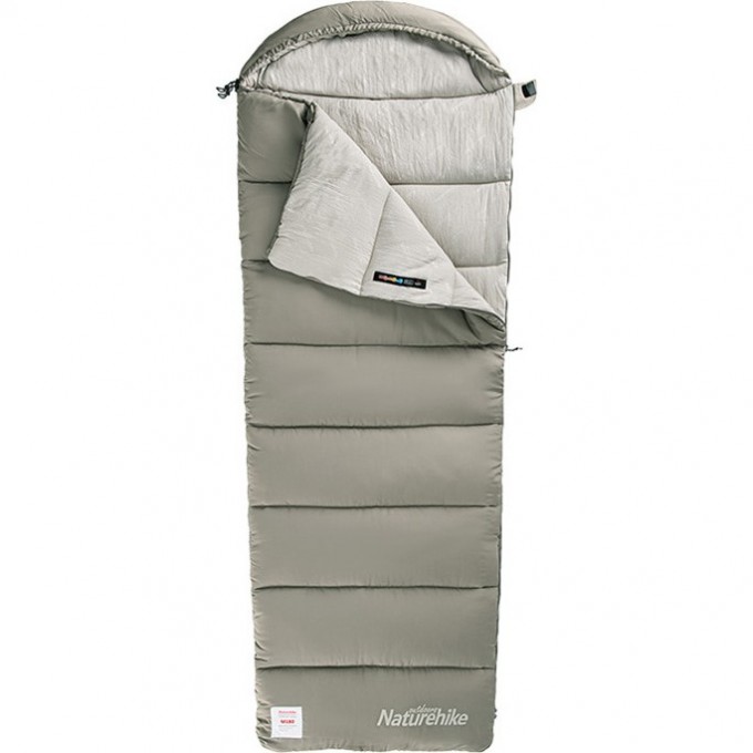 Ультралёгкий спальный мешок NATUREHIKE CNK2350WS023 M400 хлопковый с капюшоном весна осень зеленый, молния слева 6927595776063