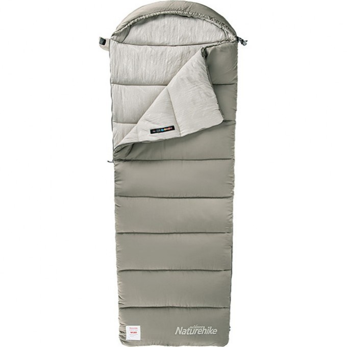 Ультралёгкий спальный мешок NATUREHIKE CNK2350WS023 M400 хлопковый с капюшоном весна осень зеленый, молния справа 6927595776087